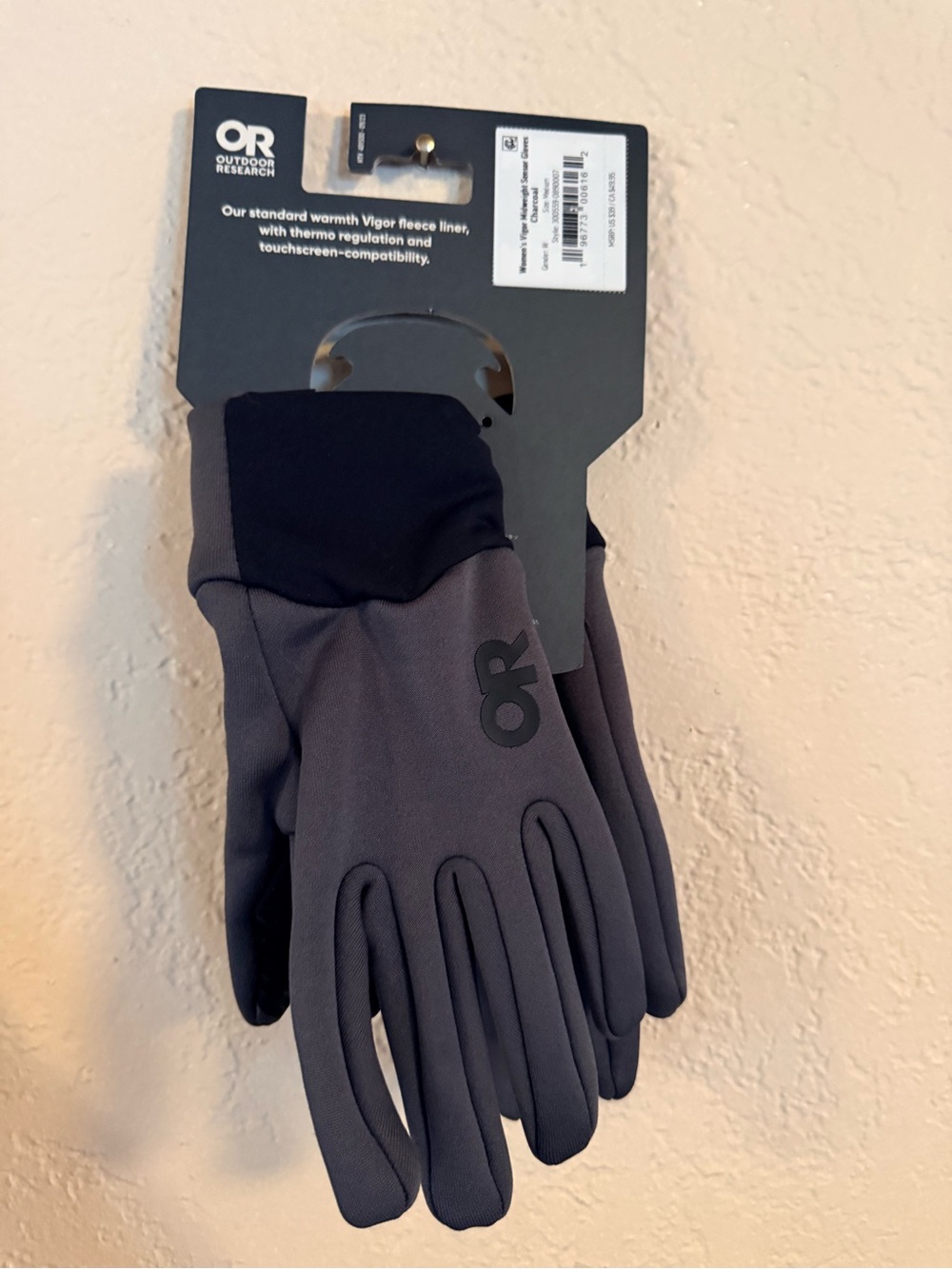 NWT Outdoor Research Women’s Vigor Midweight Sensor Gloves — Gray/Black - Picture 2 of 5
